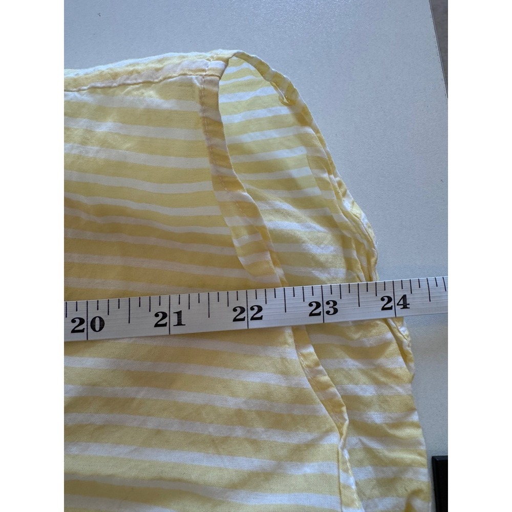 LAFAYETTE 148 Justice Yellow‎ White Stripe Short Sleeve Button Down Shirt X - Picture 8 of 12